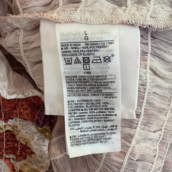 Old Navy Smocked Blouse Puff Sleeve Peasant Top Autumn Leaves Print Size Large - Picture 7 of 7